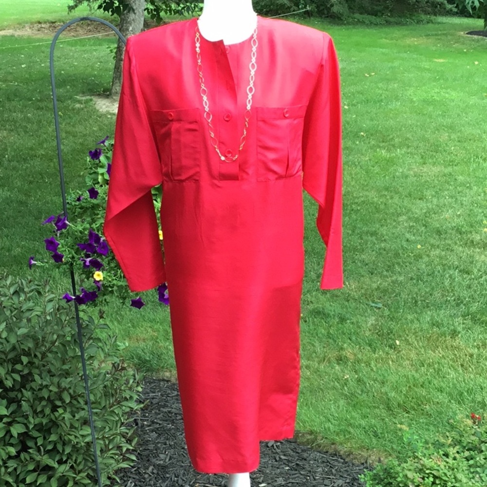 Argenti Christmas Red silk dress